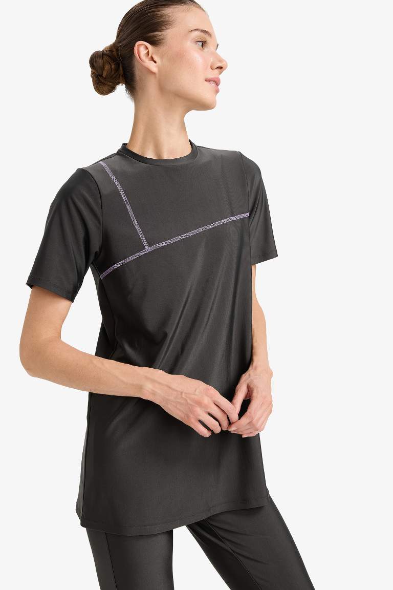 Regular Fit 4'lü Hızlı Kuruyan Burkini Tesettür Basic Düz Mayo Takım