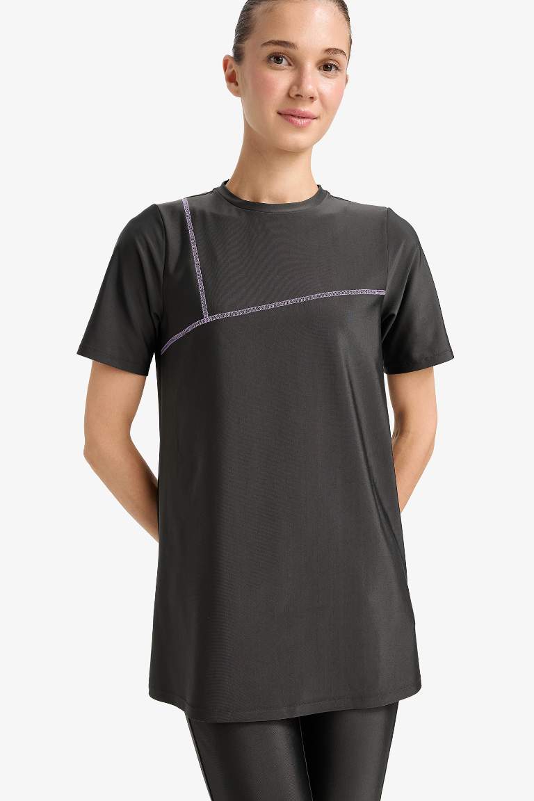 Regular Fit 4'lü Hızlı Kuruyan Burkini Tesettür Basic Düz Mayo Takım