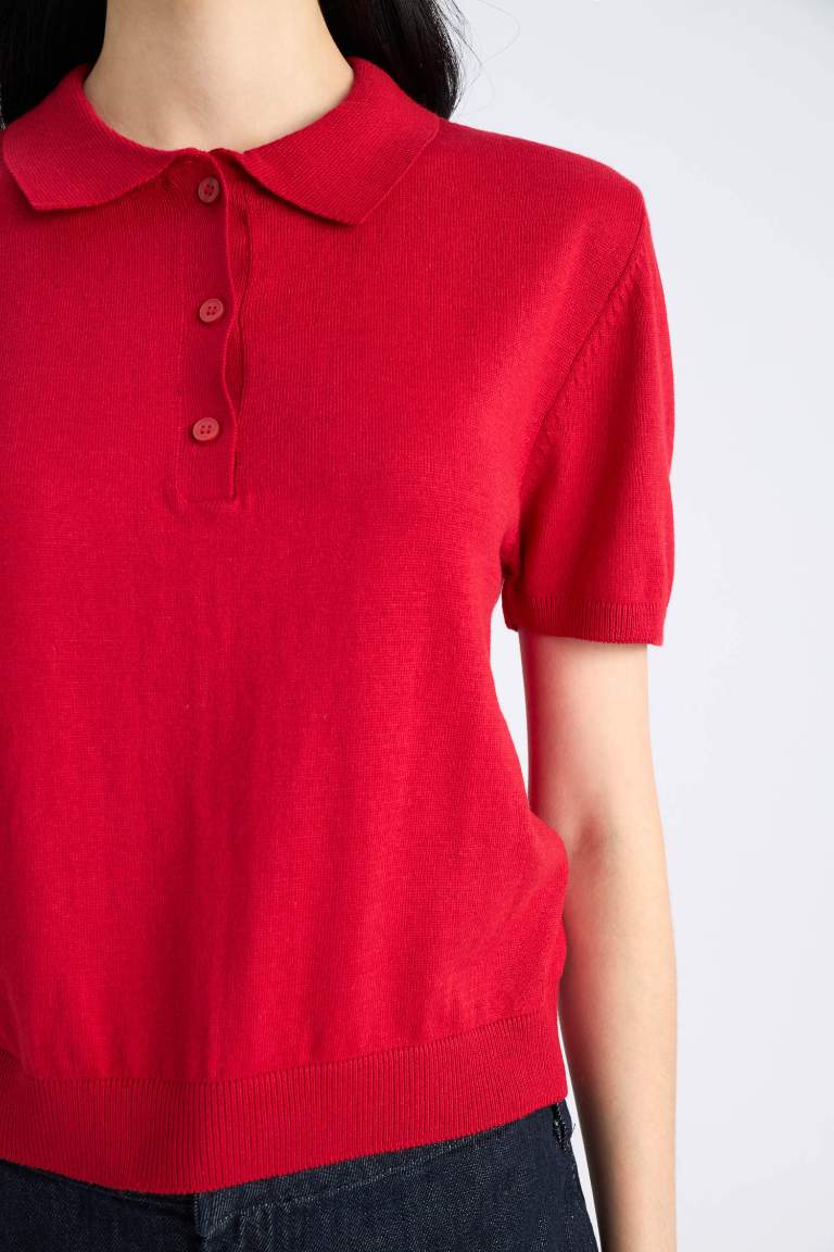 T-shirt Polo rouge en maille à coupe régulière