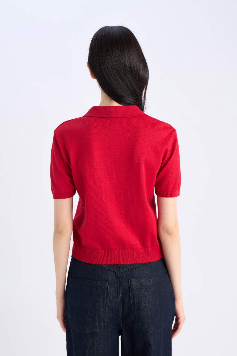 T-shirt Polo rouge en maille à coupe régulière