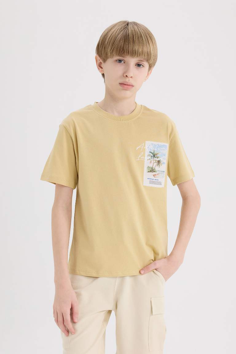 Boy Crew Neck Embroidered Short Sleeve T-Shirt