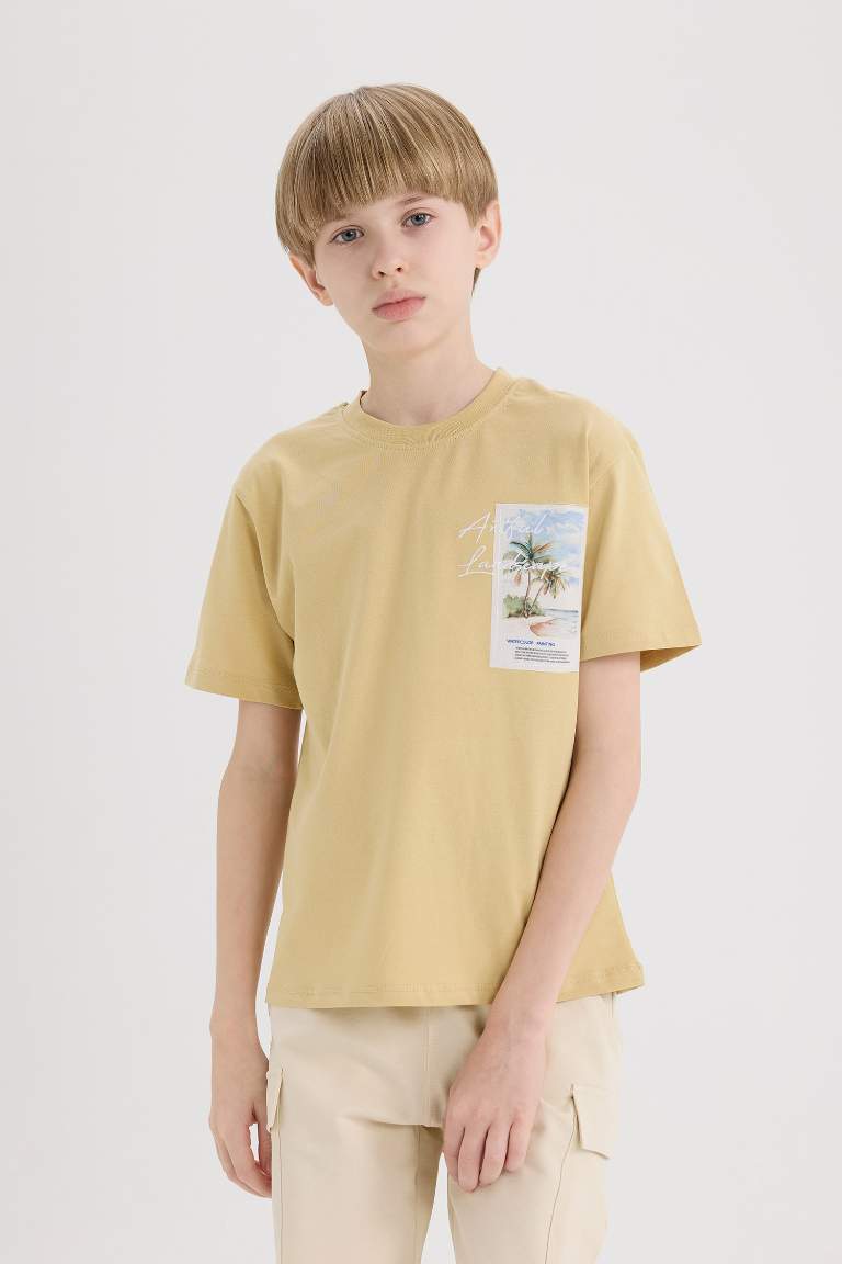 Boy Crew Neck Embroidered Short Sleeve T-Shirt