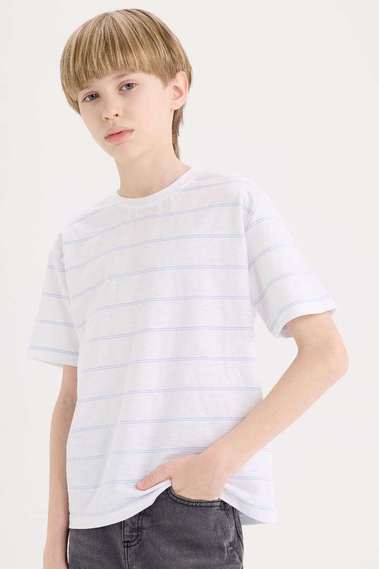 Boy Crew Neck Striped Short Sleeve T-Shirt