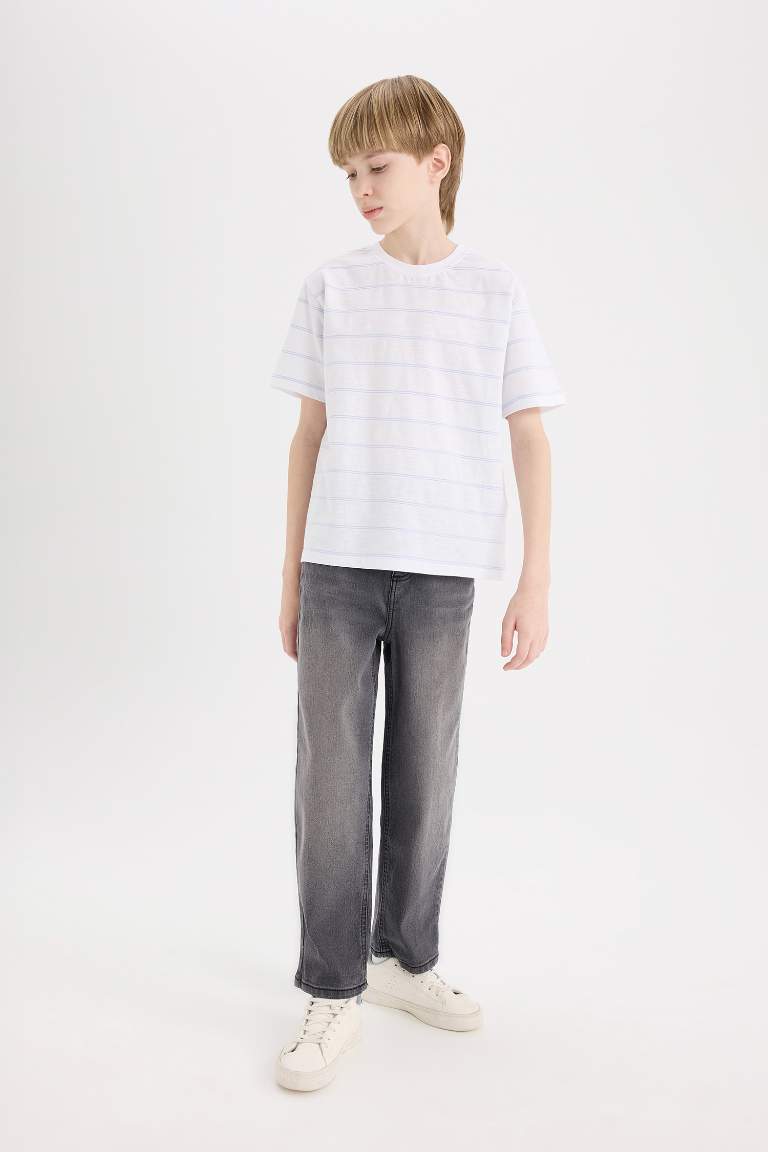 Boy Crew Neck Striped Short Sleeve T-Shirt