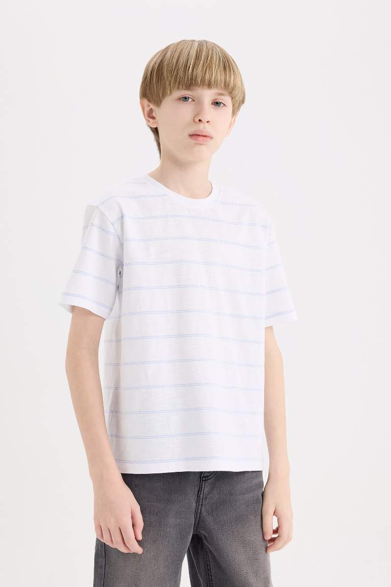 Boy Crew Neck Striped Short Sleeve T-Shirt