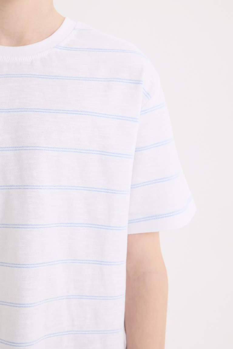 Boy Crew Neck Striped Short Sleeve T-Shirt