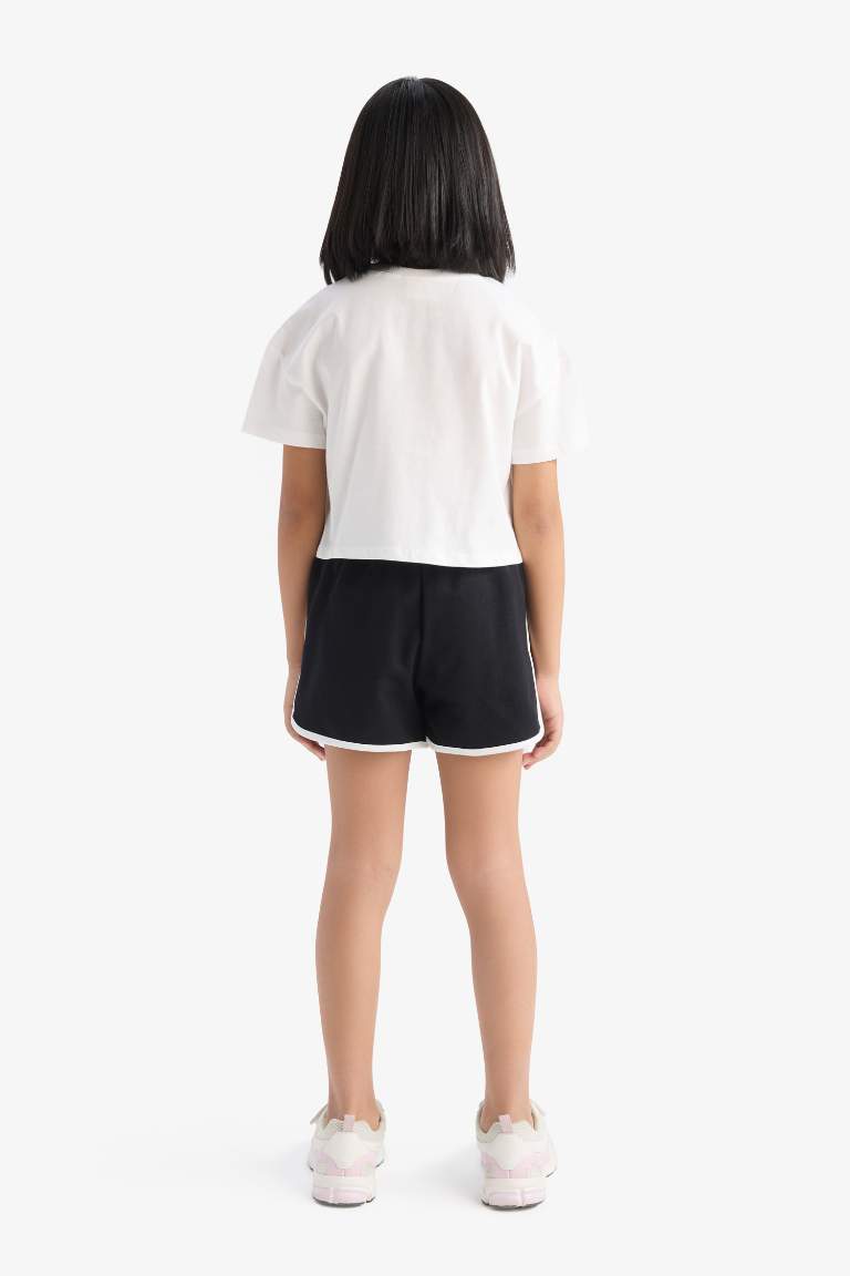 Girl Short Sleeve T-Shirt Flexible Waist Shorts 2 Piece Set