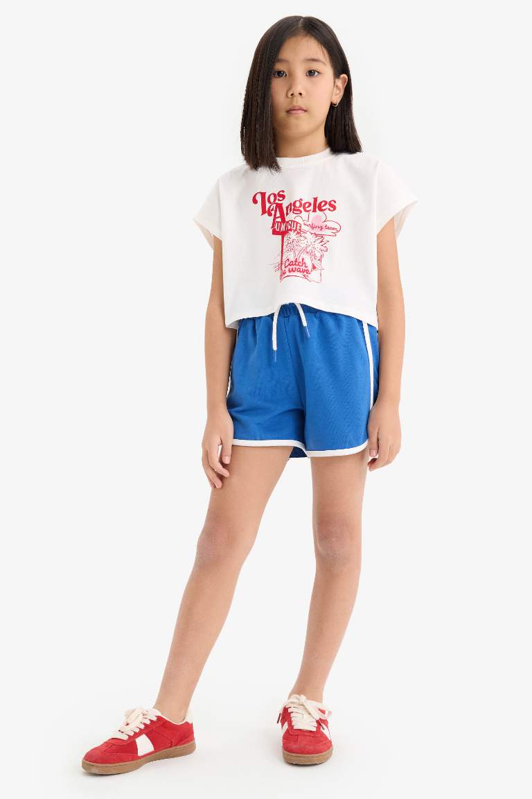 Girl Printed Short Sleeve T-Shirt Shorts 2 Piece Set