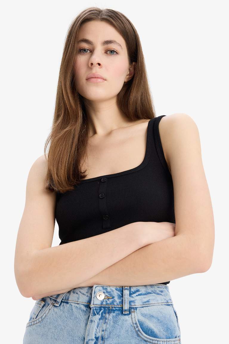 Slim Fit Camisole Square Collar Tank Top