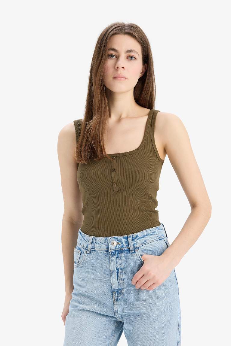 Slim Fit Camisole Square Collar Tank Top