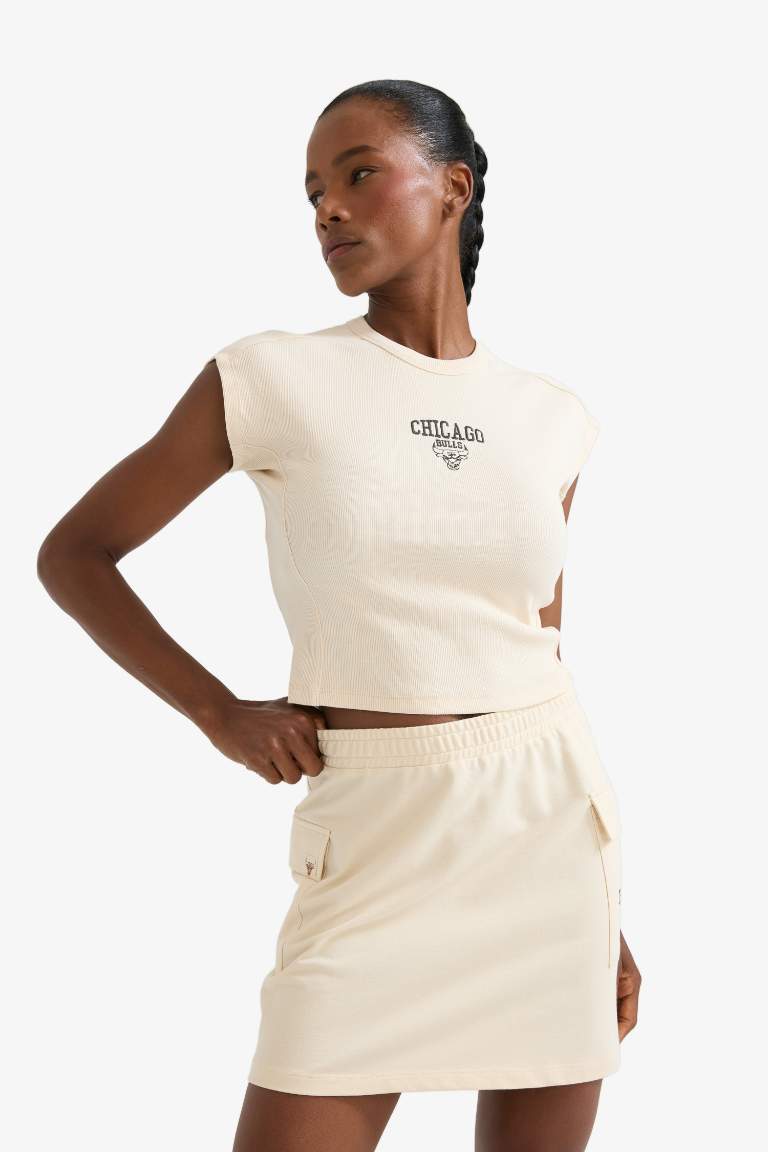 DeFactoFit NBA Chicago Bulls Standard Fit Embroidered T-Shirt