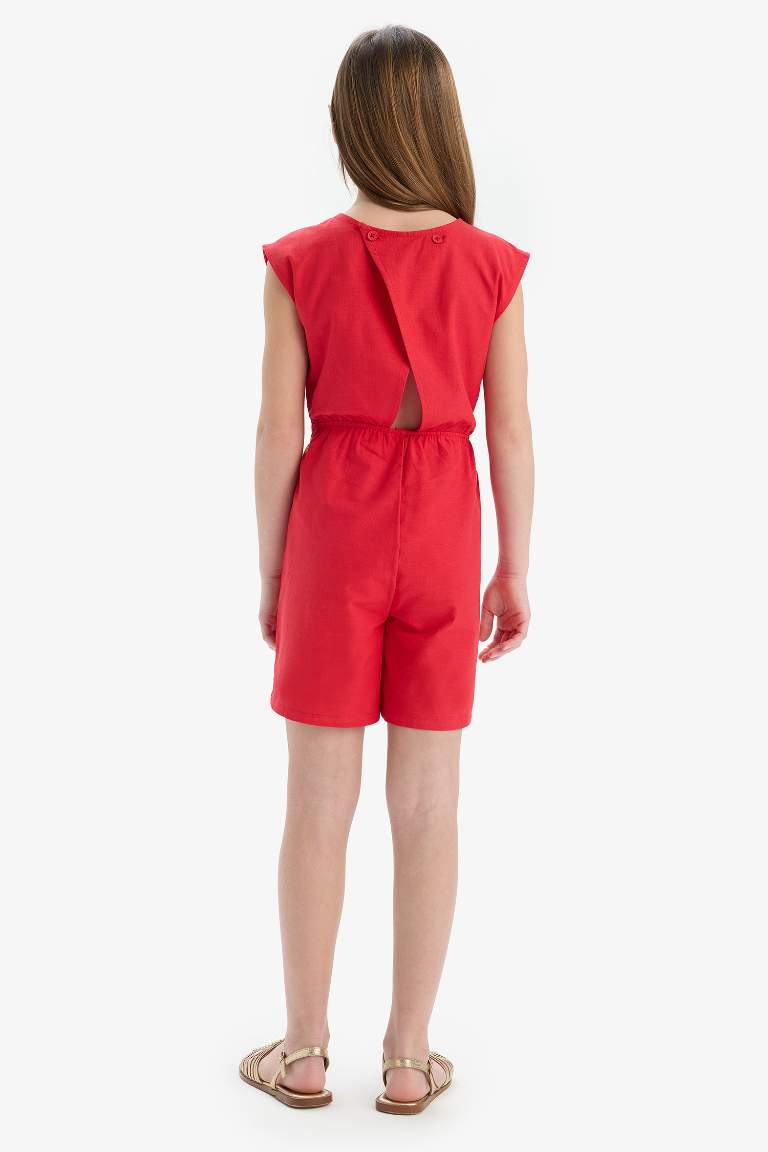 Girl Cotton Sleeveless Short Jumpsuit