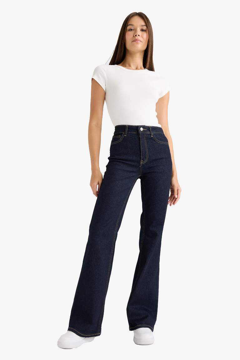 Mia Flare Fit Normal Bel Uzun Jean Pantolon