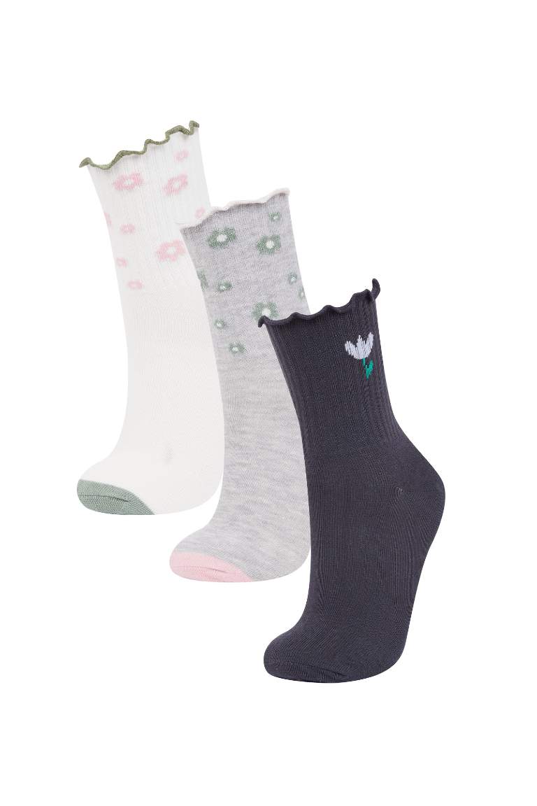 Girl 3 Piece Cotton Long Socks