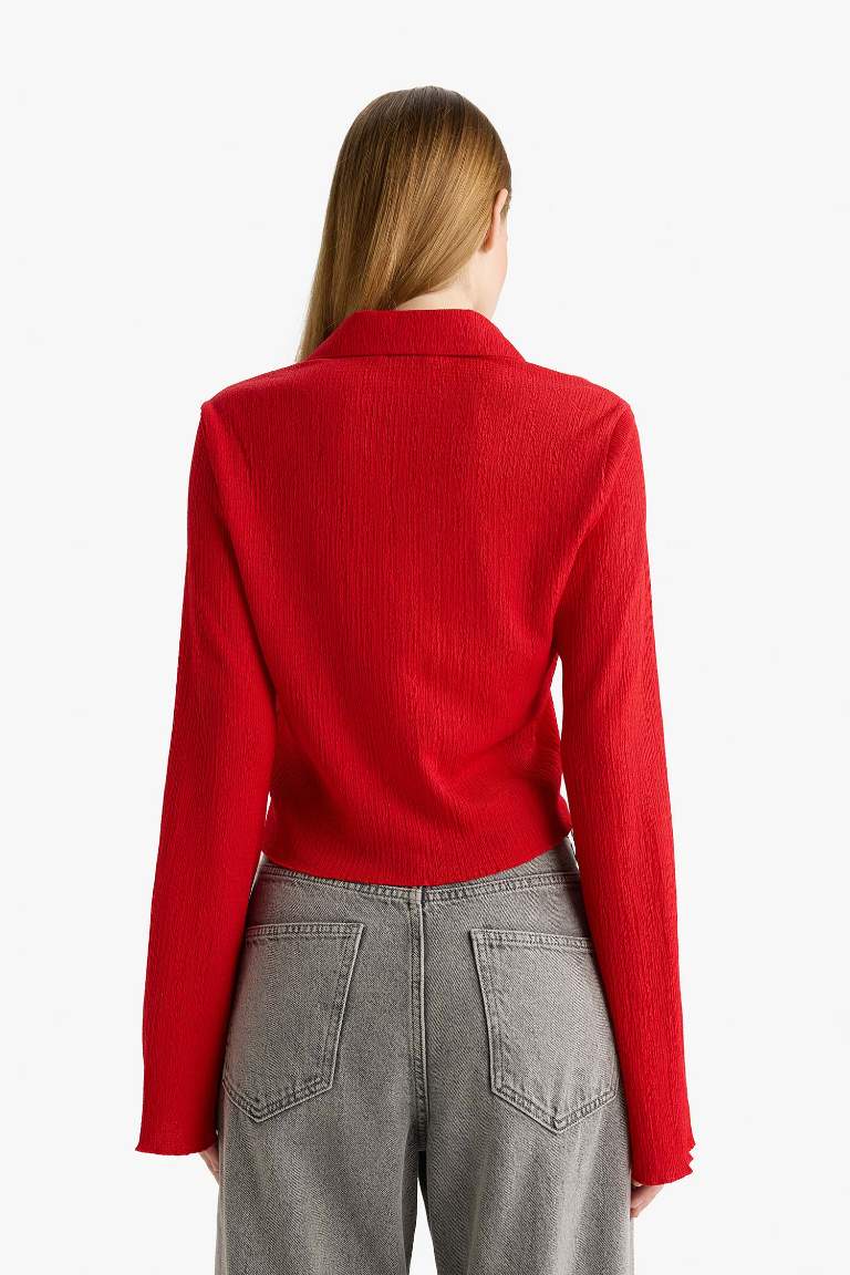 Slim Fit Shirt Collar Long Sleeve Shirt