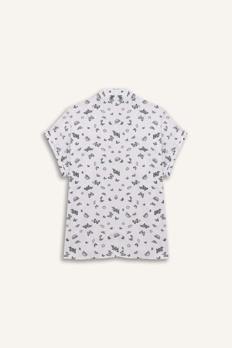 Regular Fit Shirt Collar Viscose Short Sleeve Shirt