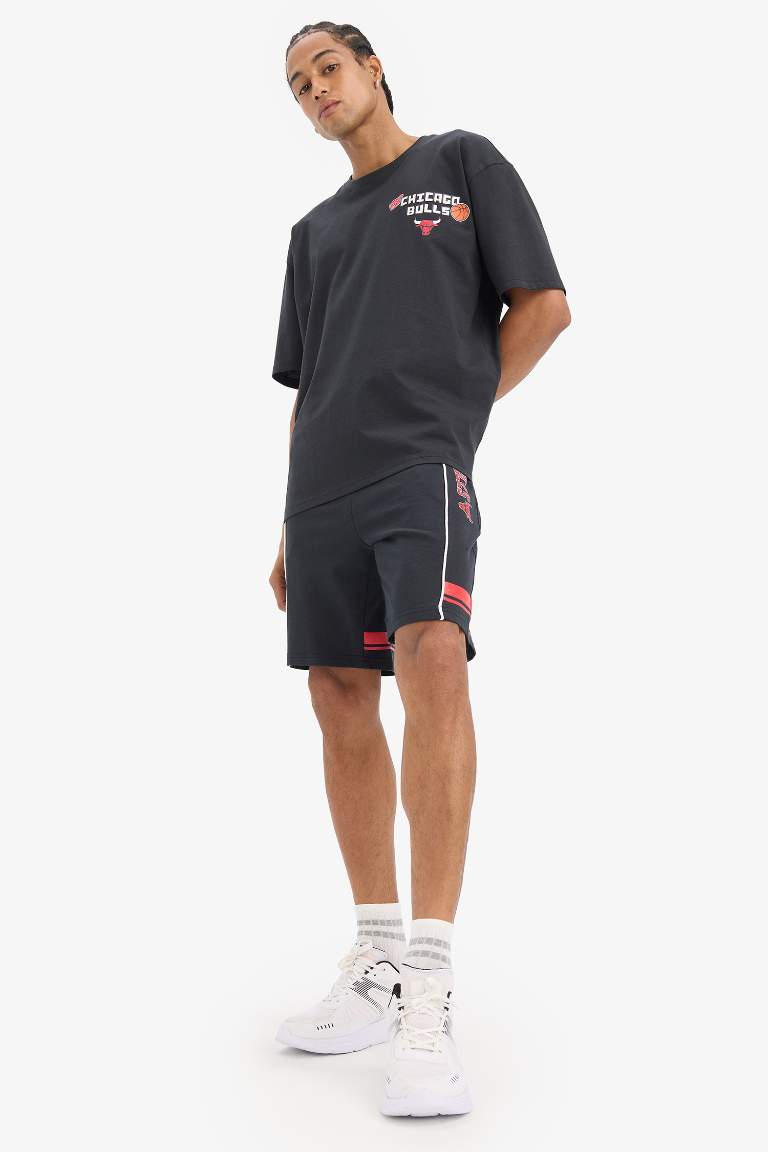 DeFactoFit оверсайз спортивная футболка с короткими рукавами и круглым вырезом NBA Chicago Bulls