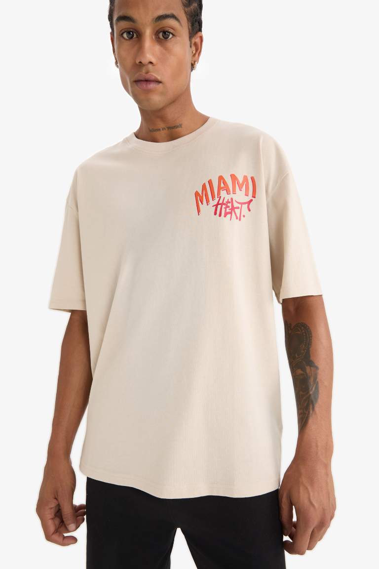 DeFactoFit оверсайз спортивная футболка с короткими рукавами и круглым вырезом NBA Miami Heat