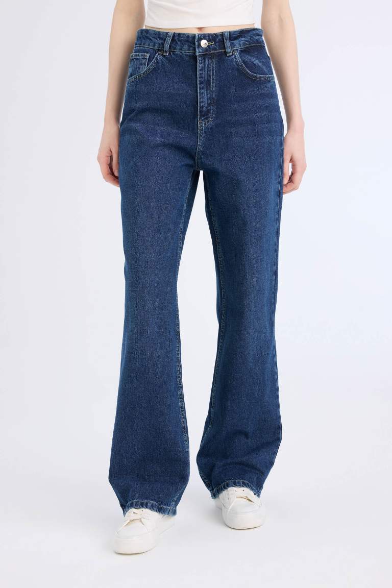 90's Wide Leg High Waist Long Washed Jeans