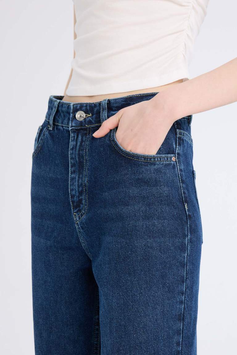 90's Wide Leg High Waist Long Washed Jeans