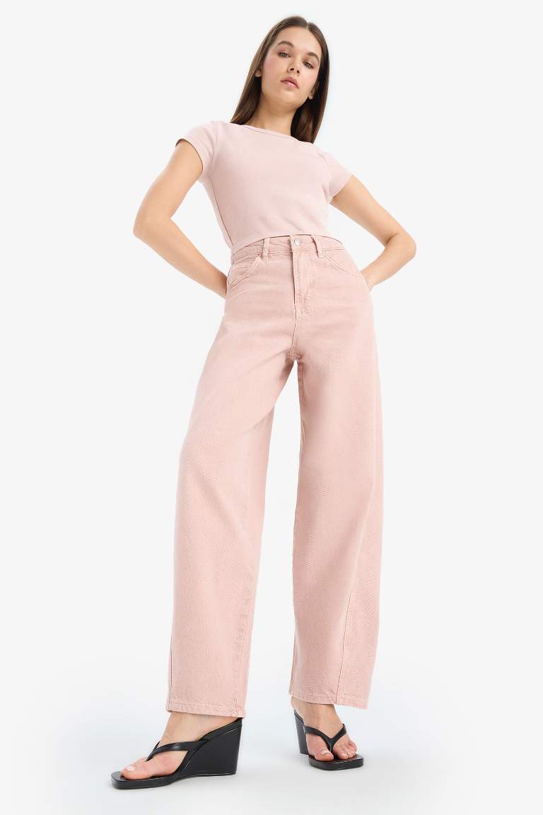 Baggy Fit Washed Normal Waist Gabardine Trousers