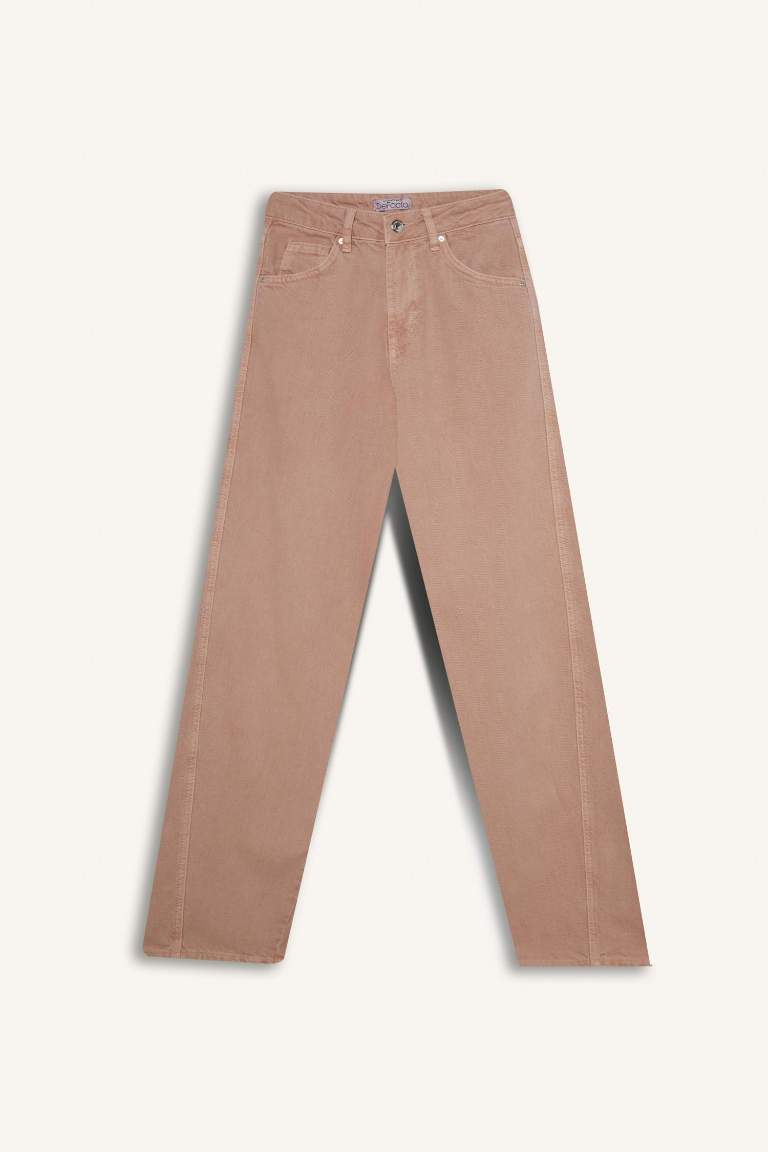 Baggy Fit Washed Normal Waist Gabardine Trousers