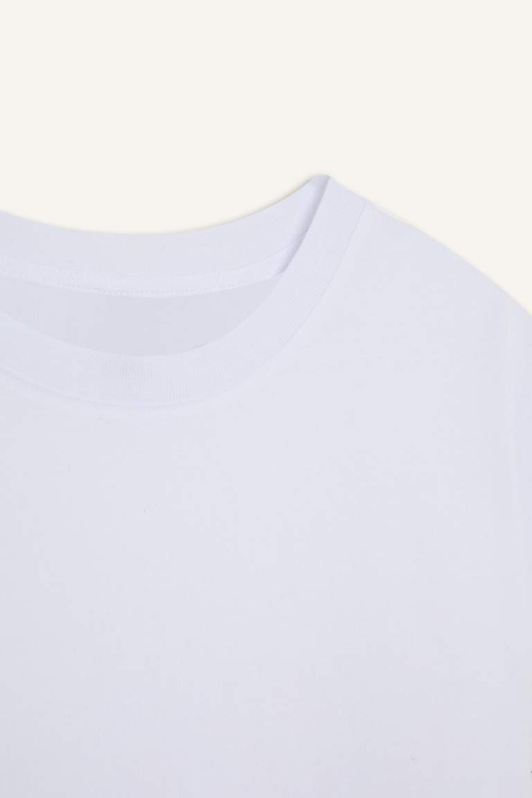 Relax Fit Crew Neck Basic Cotton White T-Shirt