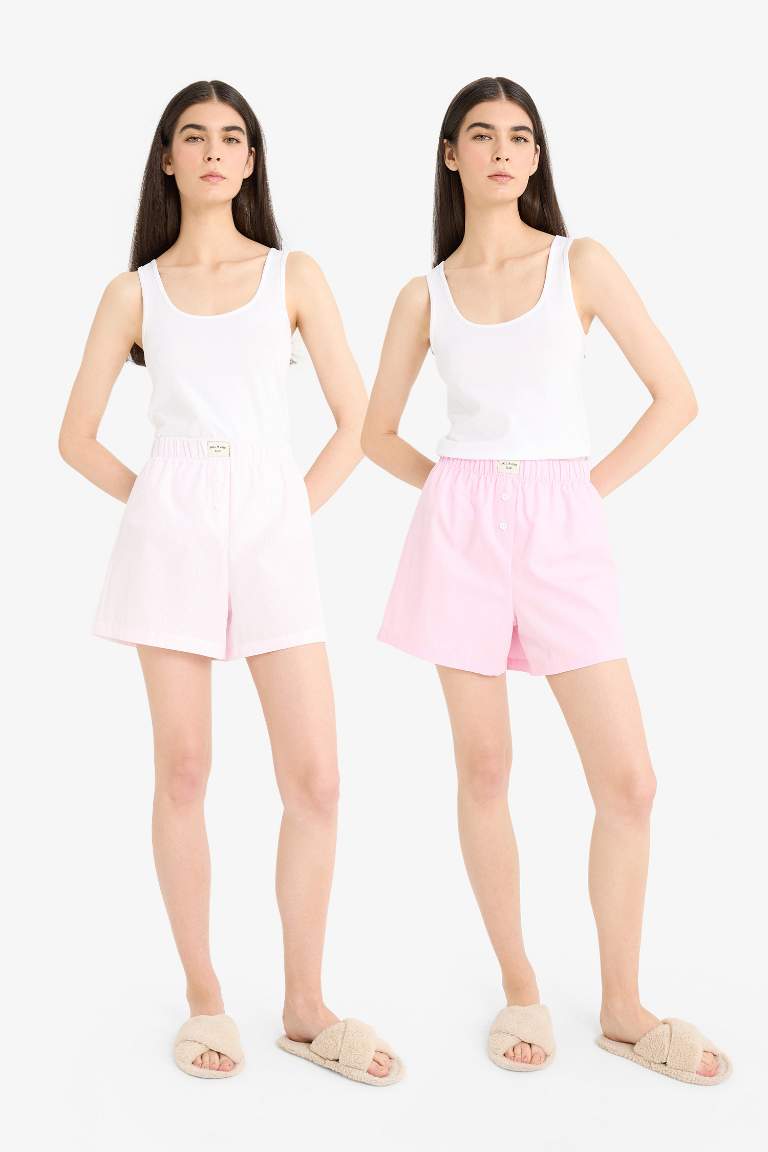 Regular Fit Kısa Boy Poplin 2'li Pijama Alt-Fall in Love