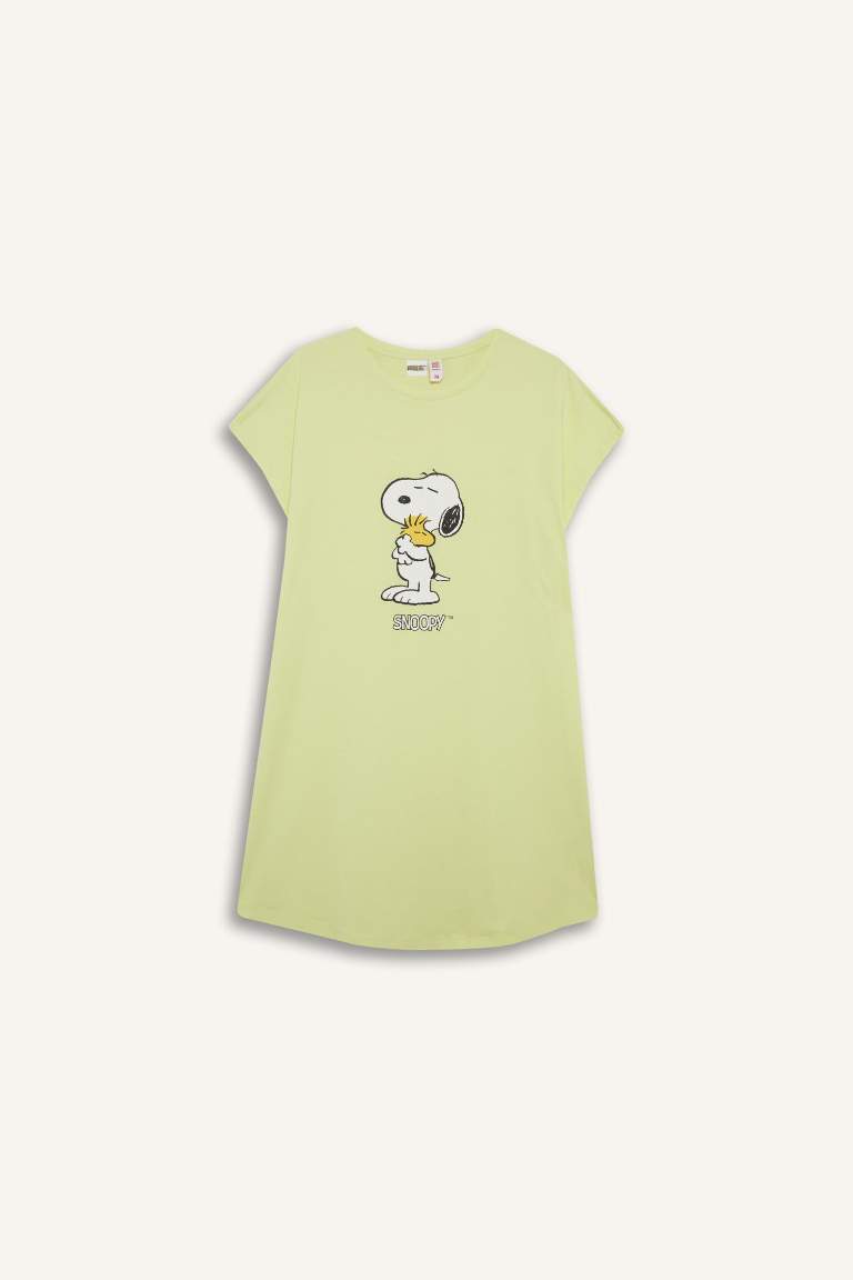 Fall in Love Snoopy қалыпты пішім дөңгелек жаға қысқа жеңді Трикотаж көйлек