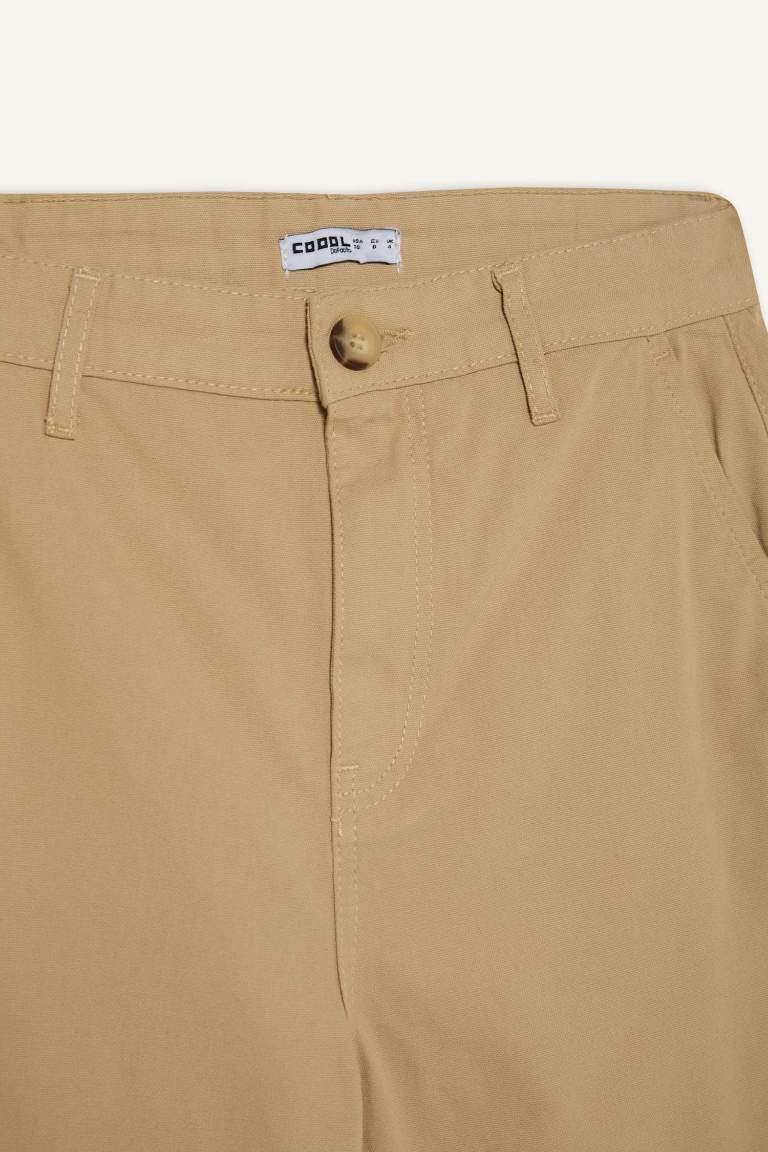 Straight Fit Gabardine High Waist Trousers