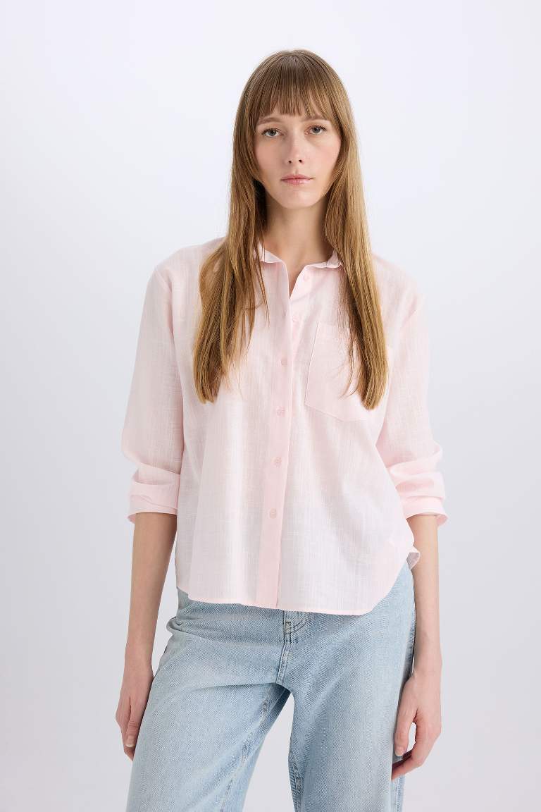 Chemise oversize à manches longues avec une poche