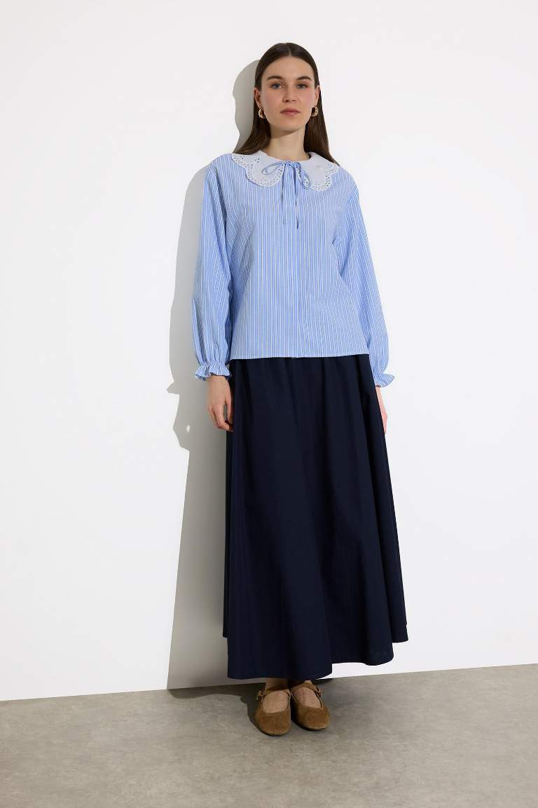 A Kesim Basic Düz Poplin Maxi Tesettür Etek