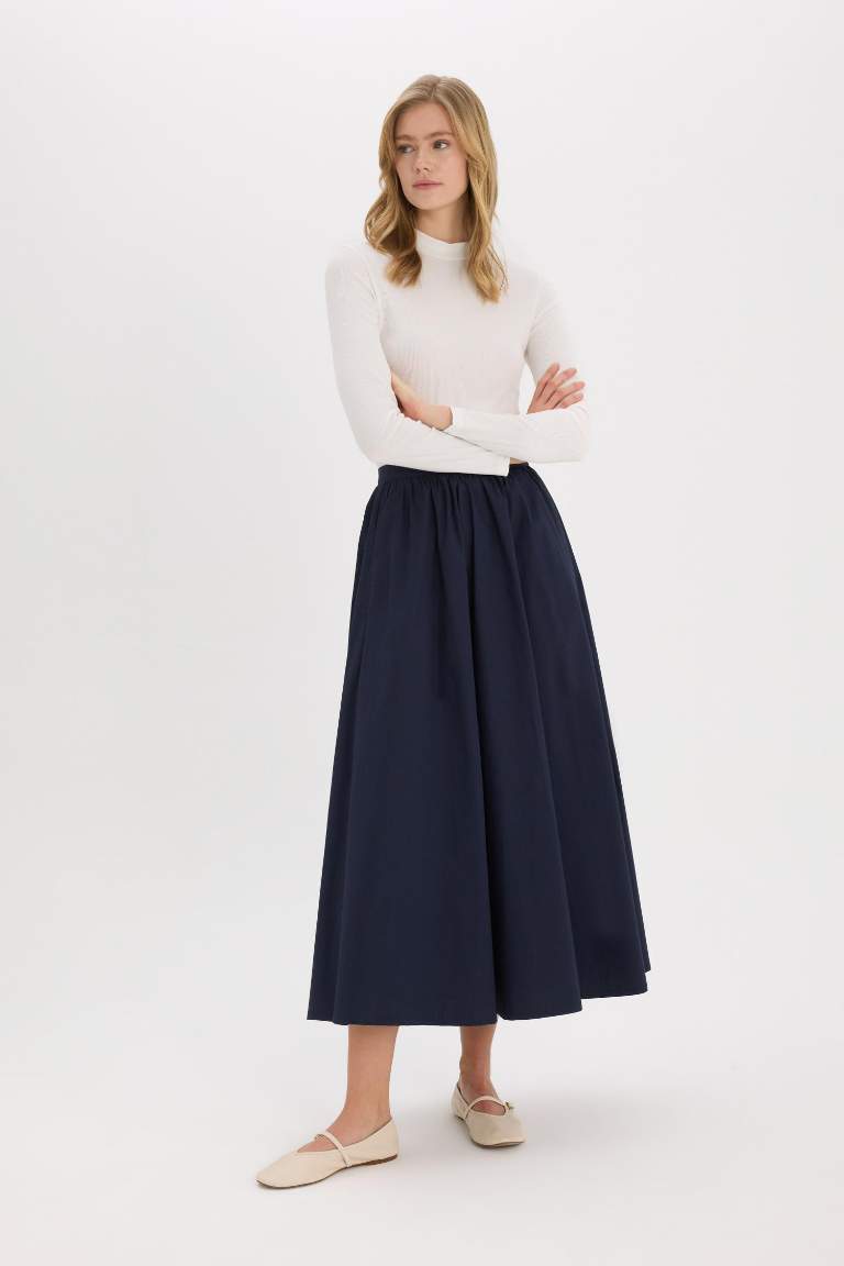 A Kesim Basic Düz Poplin Maxi Tesettür Etek