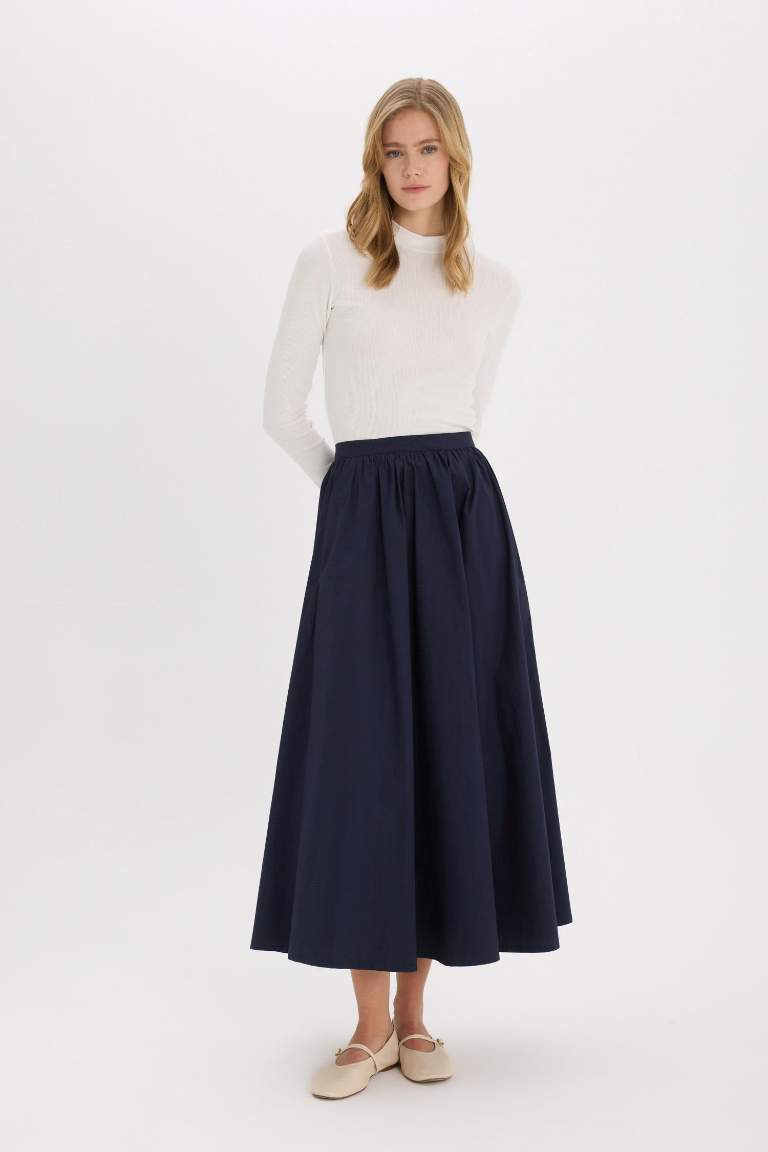 A Kesim Basic Düz Poplin Maxi Tesettür Etek