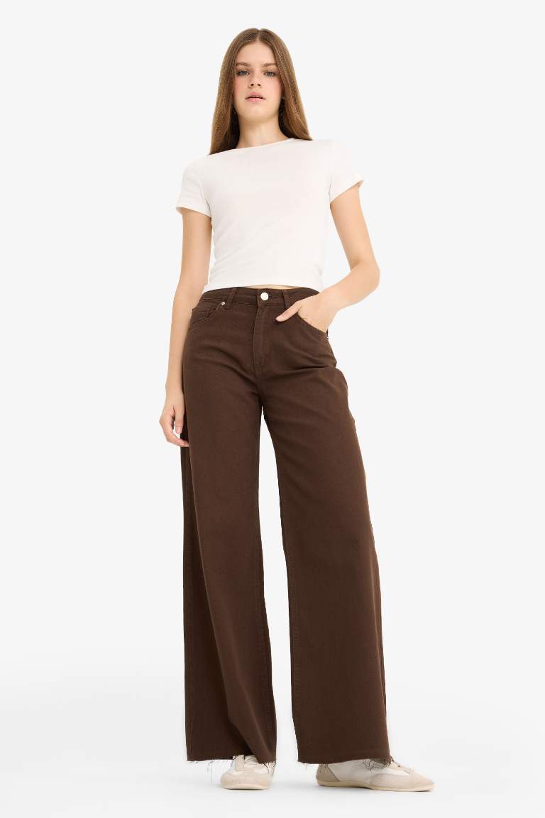 Wide Leg Normal Bel Standart Boy Gabardin Pantolon