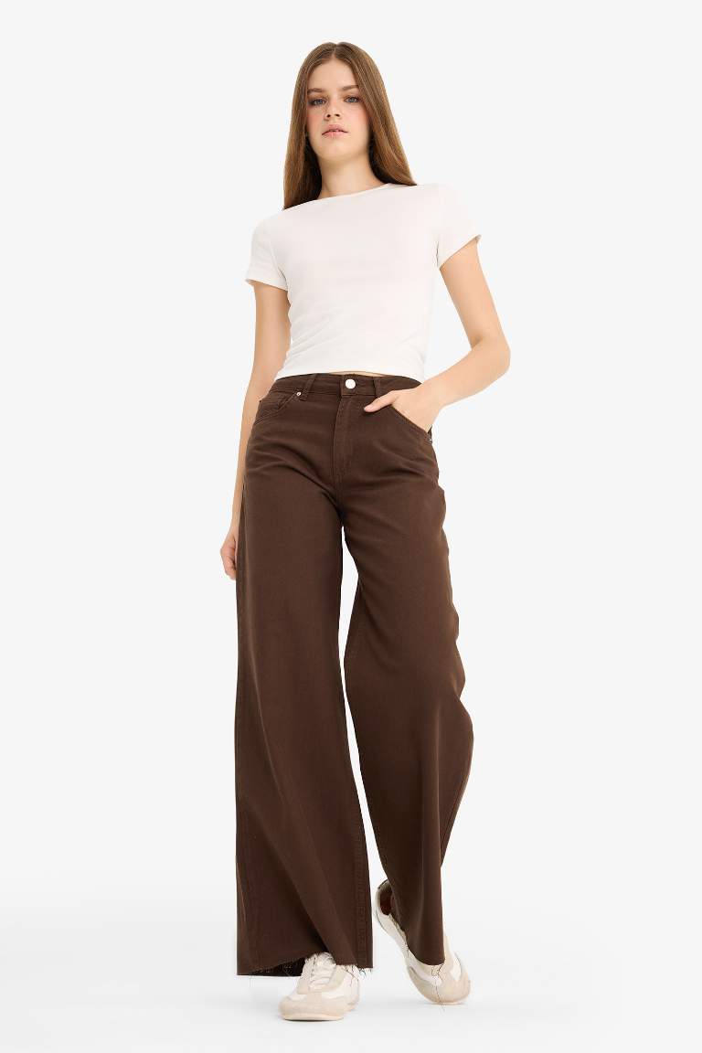 Wide Leg Normal Bel Standart Boy Gabardin Pantolon