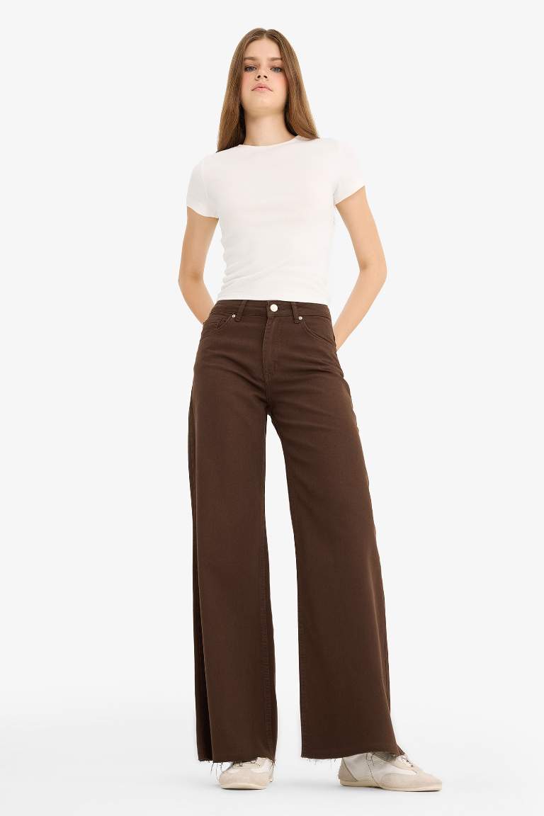 Wide Leg Normal Bel Standart Boy Gabardin Pantolon