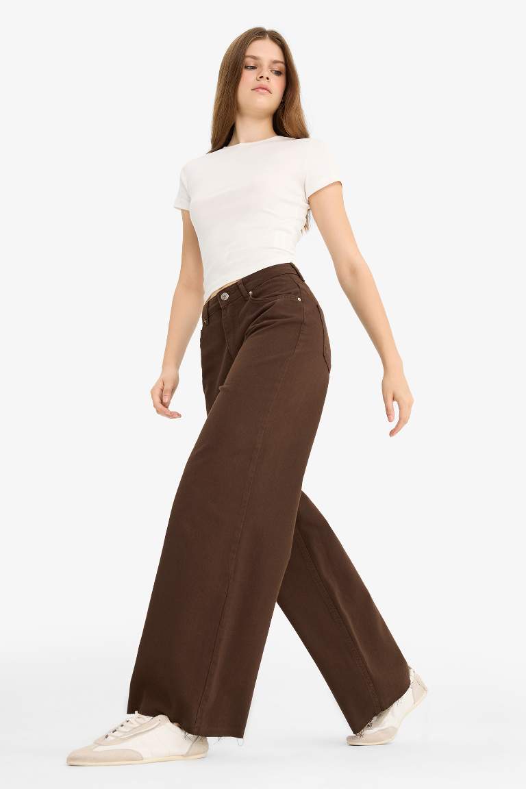 Wide Leg Normal Bel Standart Boy Gabardin Pantolon