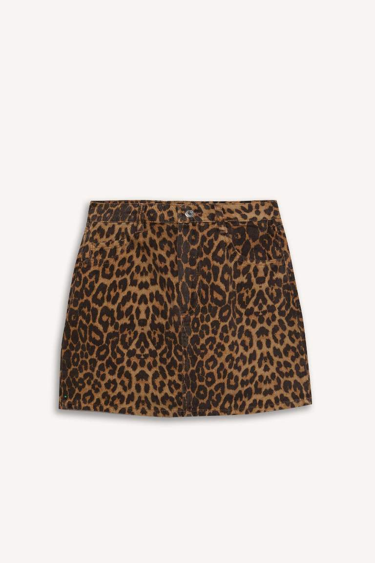 Coool Animal Print Gabardine Normal Waist Mini Skirt