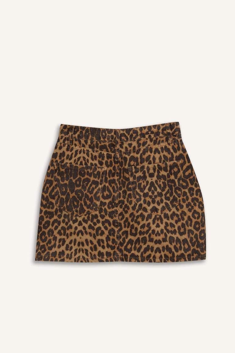 Coool Animal Print Gabardine Normal Waist Mini Skirt