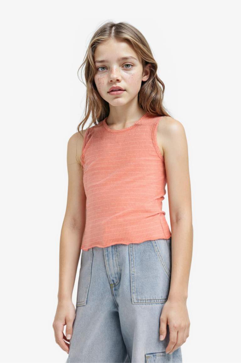 Girl Crew Neck Crop Top