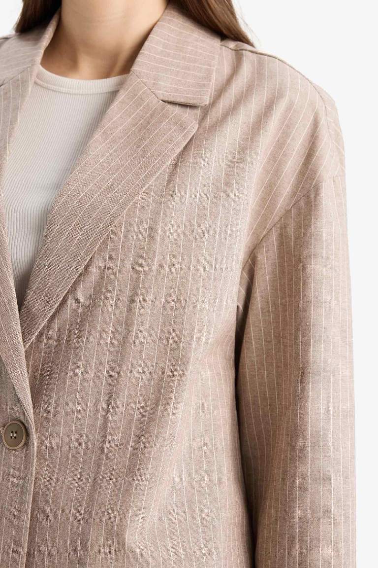 Relax Fit Jacket Collar linen Striped Blazer