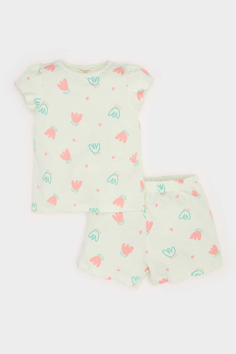 Baby Girl Floral Short Sleeve Cotton 2 Piece Pajama Set