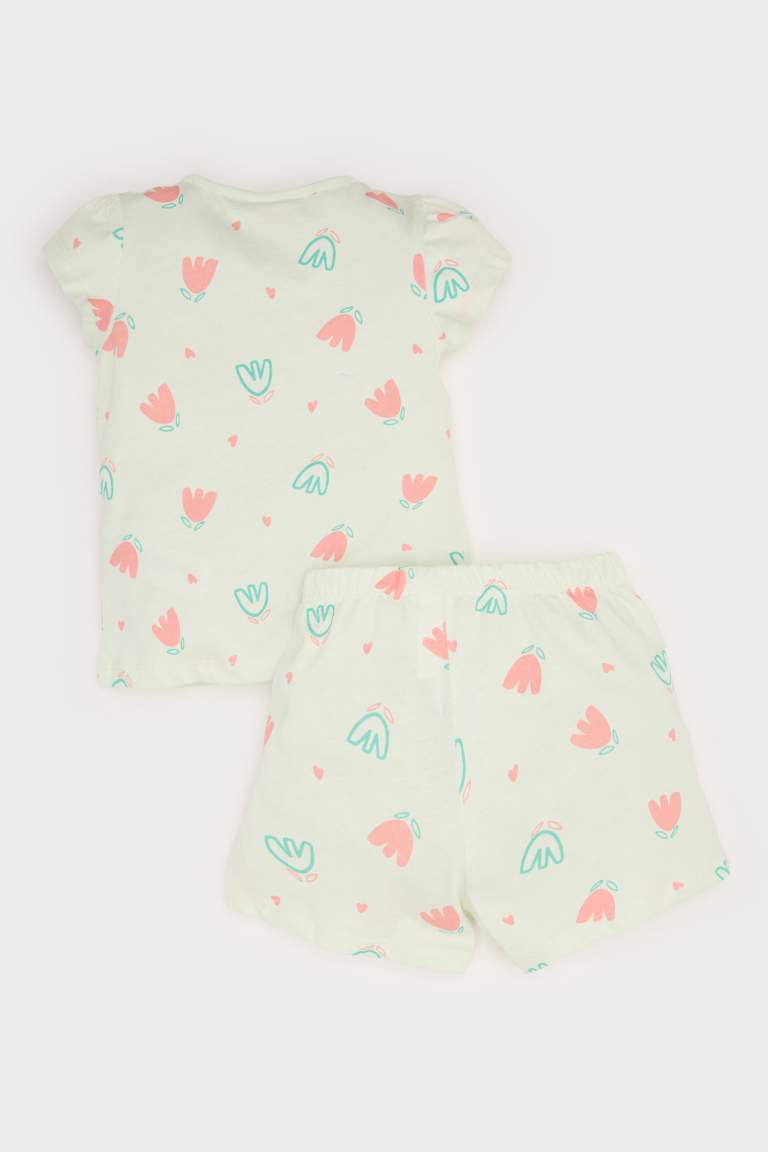 Baby Girl Floral Short Sleeve Cotton 2 Piece Pajama Set