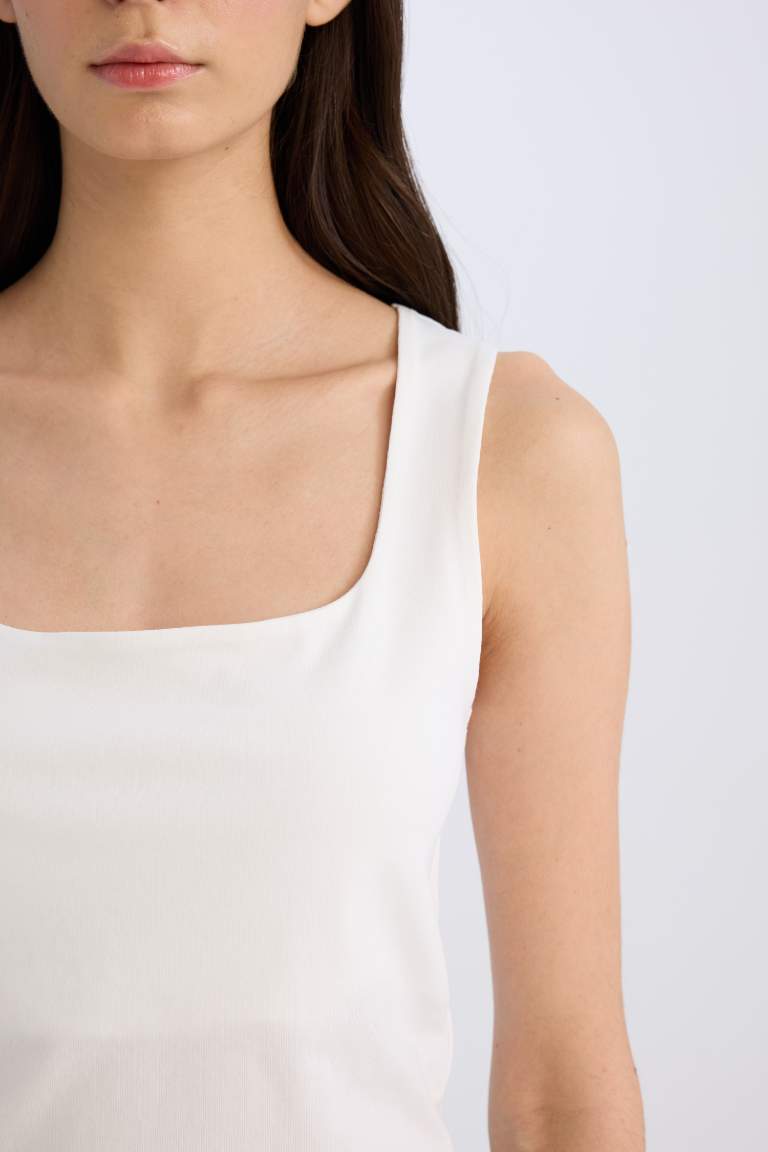 Slim Fit Basic Square Collar Tank Top