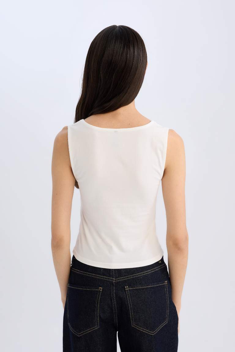 Slim Fit Basic Square Collar Tank Top