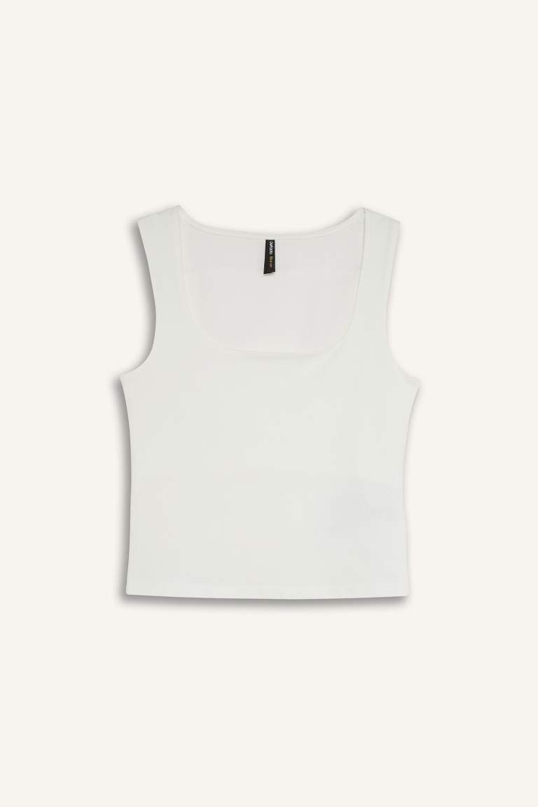 Slim Fit Basic Square Collar Tank Top