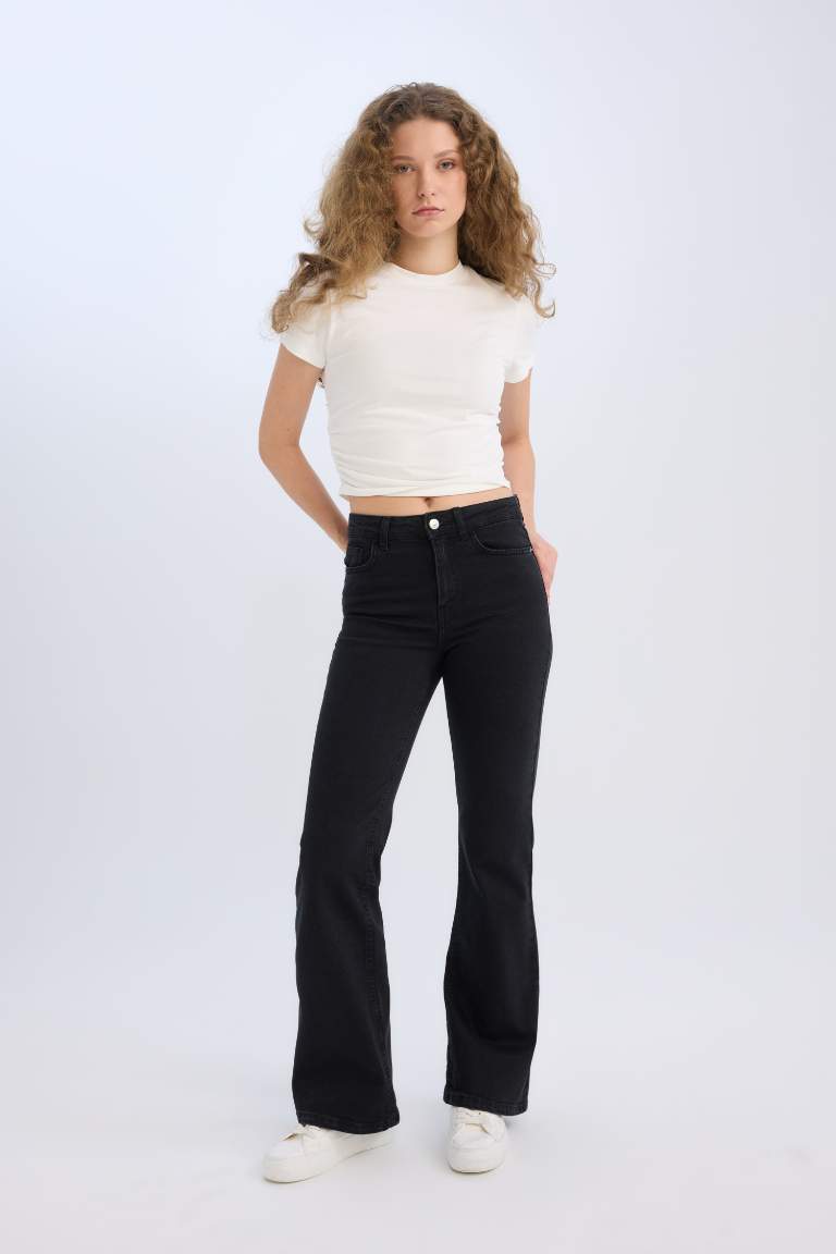 Pantalon Jean long à taille haute