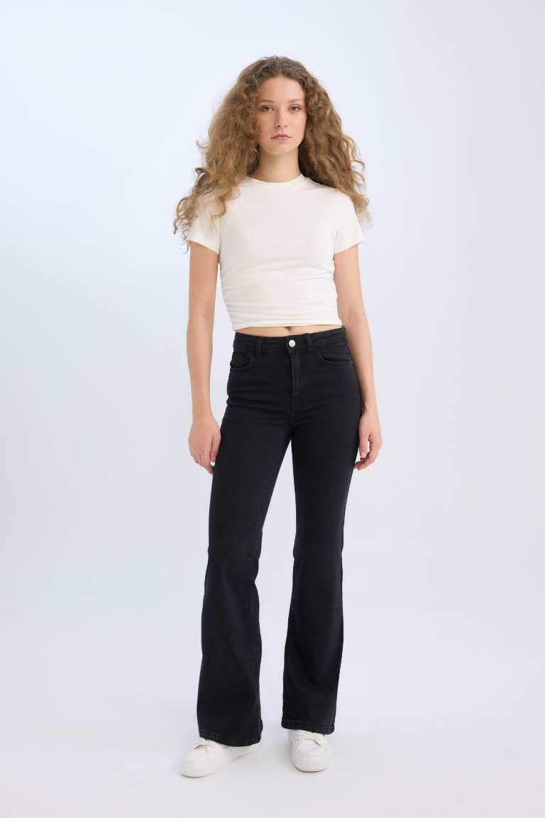 Pantalon Jean long à taille haute