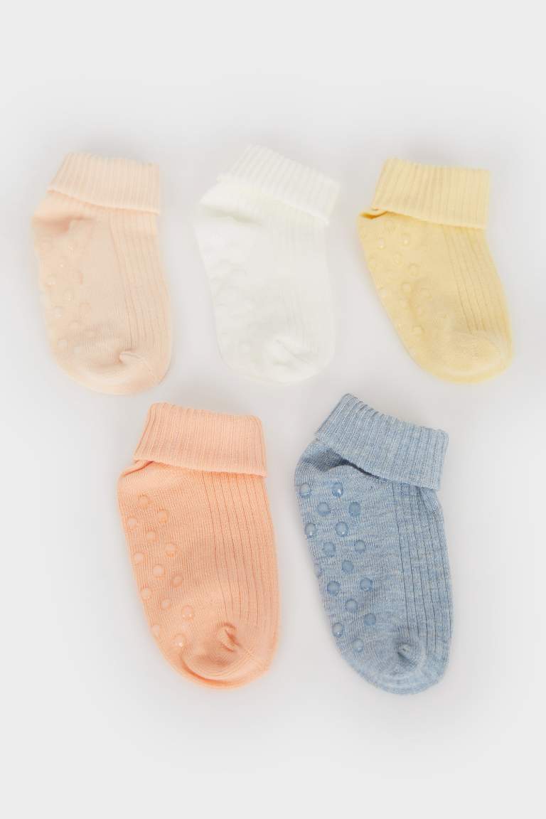 Baby Girl Non-Slip Sole 5 Piece Cotton Long Socks